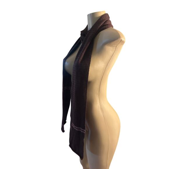 SmartWool Merino Wool Scarf Wrap Gray Red Stripe Winter Snow Ski - Picture 3 of 4